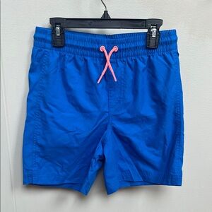 Blue Swim Shorts with Pink Drawstring